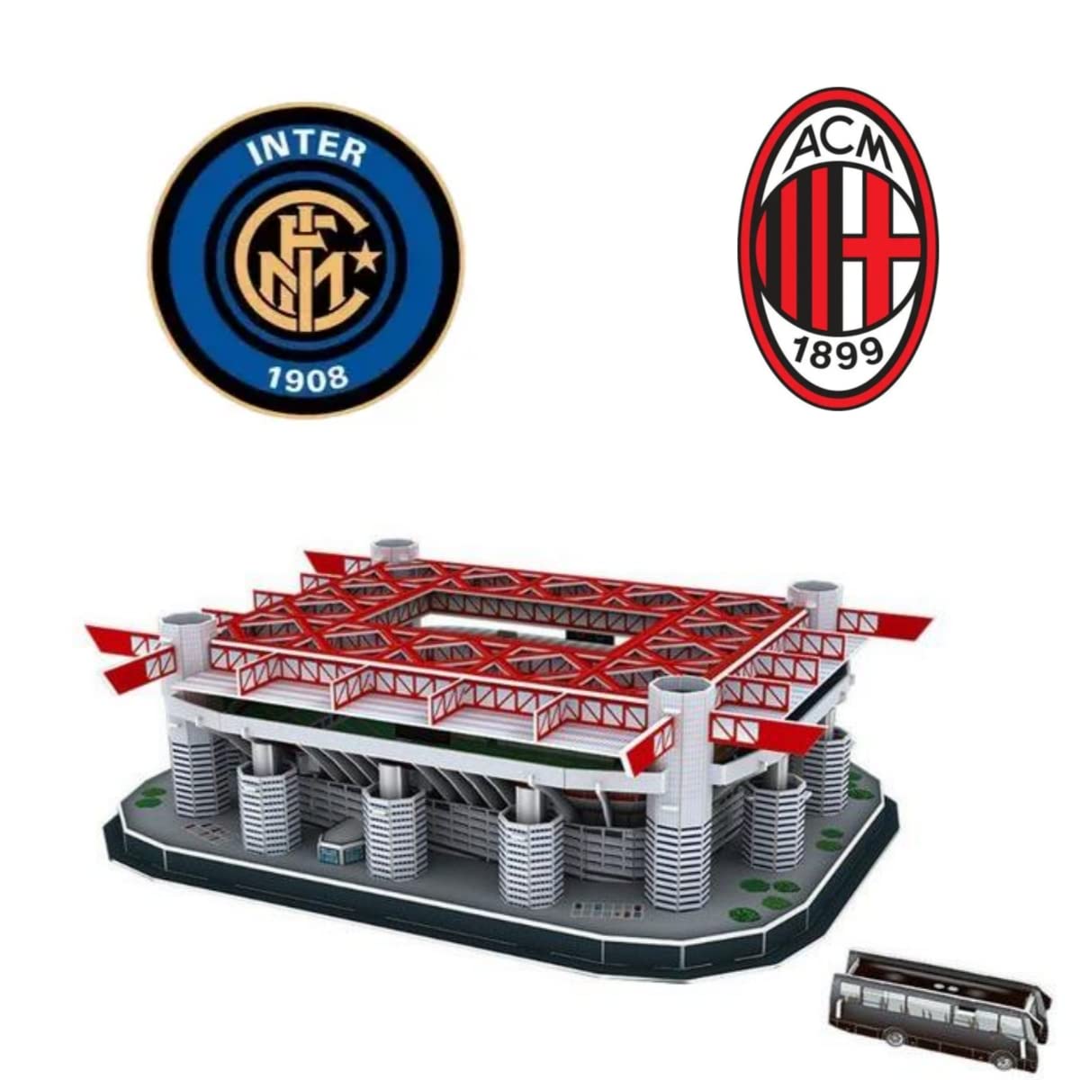 Classic Football Stadium Puzzle,3D Puzzle Soccer Club Venues,3D Paper Model Building Puzzle Kit, Soccer Stadium Souvenir Gift,Handmade Puzzle Ornaments，Cardboard Model (San Siro/Meazza)