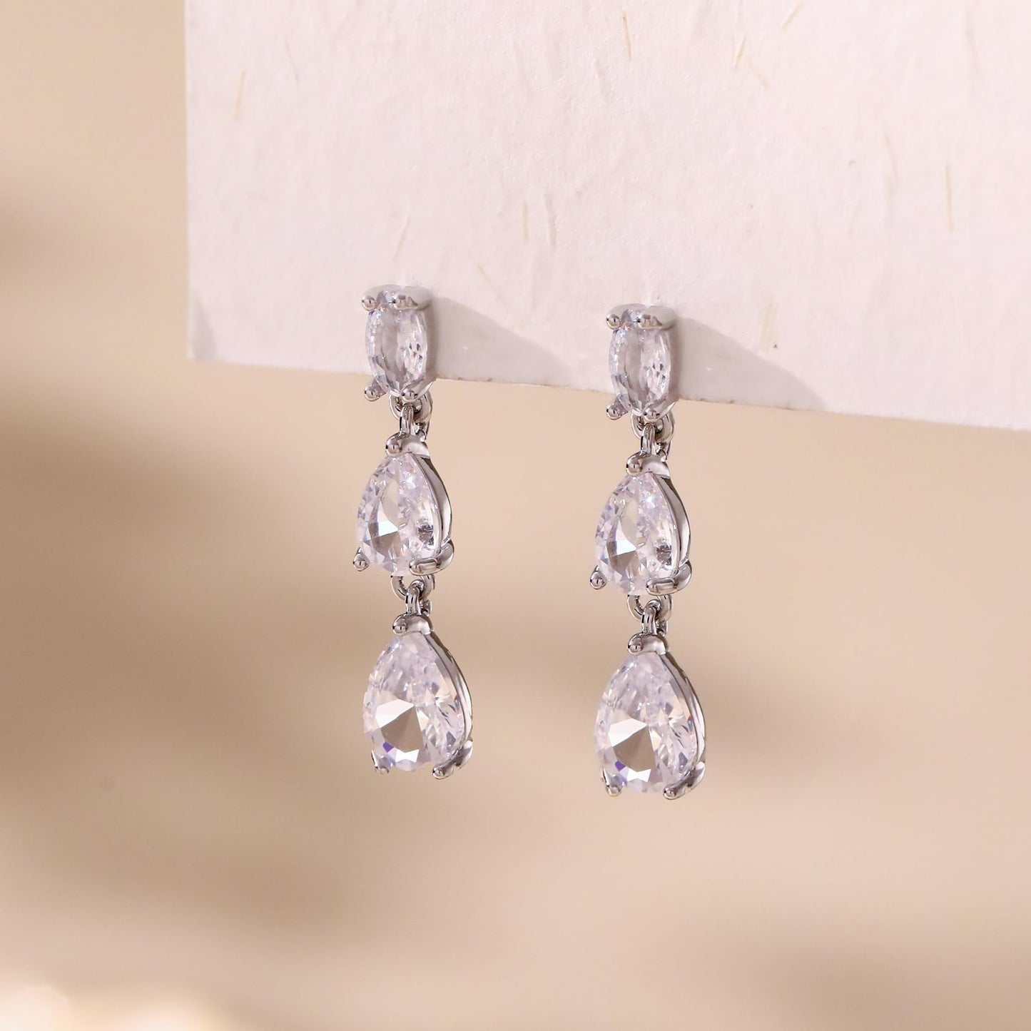 Solistra Dangle Earrings for Women Trendy Silver Plated Cubic Zirconia Drop Earring Hypoallergenic Silver Earrings for Women Wedding Jewelry Valentines Day Gifts for Her