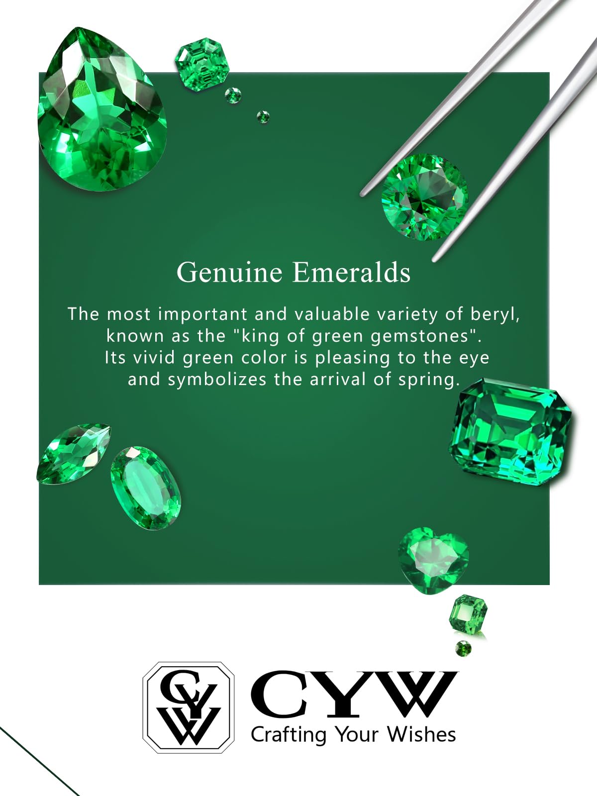 CYW 1 Carat Green Emerald Small Round Necklace for Women 925 Sterling Silver Solitaire Pendant Necklace