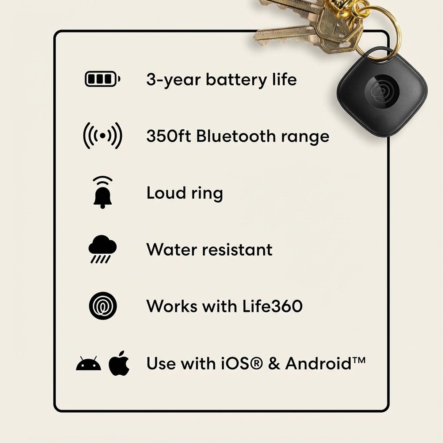 Life360 Tile - Bluetooth Tracker, Keys Finder and Item Locator for Keys, Bags and More. Phone Finder. Both iOS and Android Compatible. 2-Pack (Black/White)