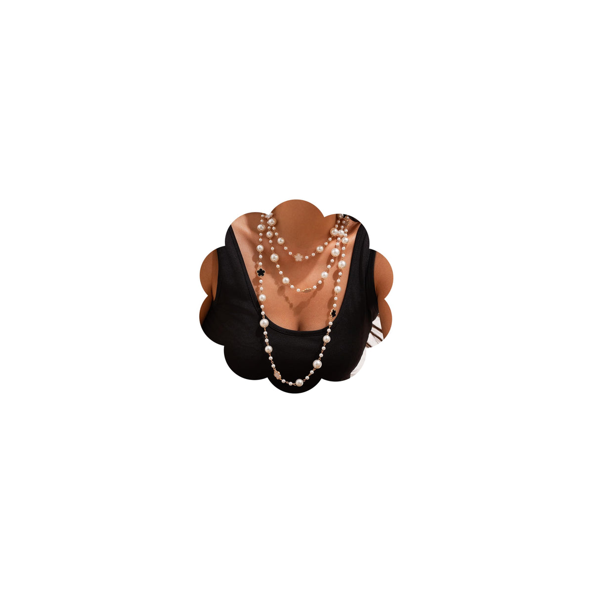 Long Pearl Necklaces for Women Pearl Long Chain Necklace Dainty Gold And Long Pearl Necklaces Layered Pearl Necklace Statement Sweater Strand Chain Jewelry (3Layer)