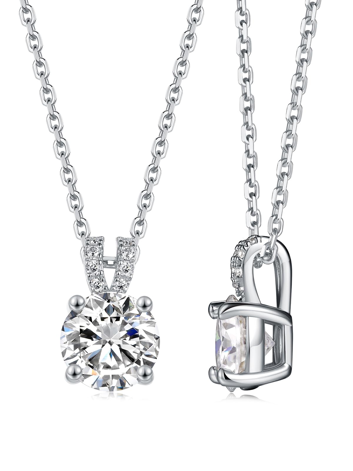 CYW Moissanite Cute Small Round Pendant Necklace Women Valentines Day Silver Imitation Diamond Simple Solitaire Necklace