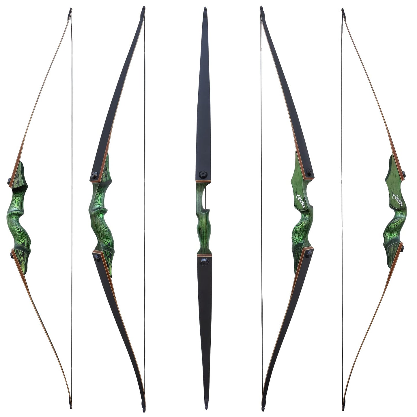 60 Inch Black Hunter Longbow 20-60 Lbs Archery Bow Takedown Bow and Arrow Set with Extra Bowstring for Adults and Beginners Hunting Right Hand Green (25LBS)