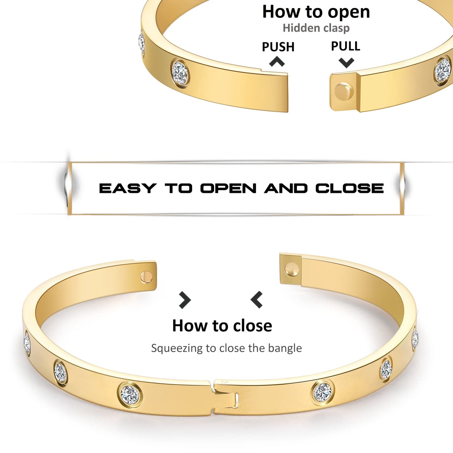 RIMRIVA 18K Gold-plated Bracelets for Women Stack Love Bangle Bracelets Trendy Stainless Steel Friendship Anniversary Wedding Jewelry Stocking Stuffers Christmas Birthday Gifts Women Wife Mom