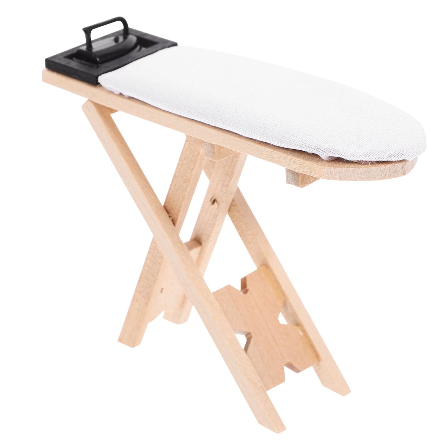 NUOBESTY 1 Set Dollhouse Miniature Iron Ironing Table Playset Mini Ironing Board Steam Iron Model Toy Laundry Room Furniture for DIY Fairy Garden Micro Landscape