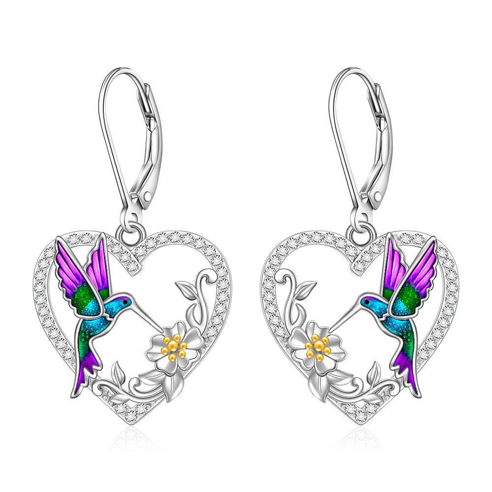 Hummingbird Earrings for Women Sterling Silver Hummingbird Earrings Dangle Jewelry Gifts Memorial Birthday Gifts