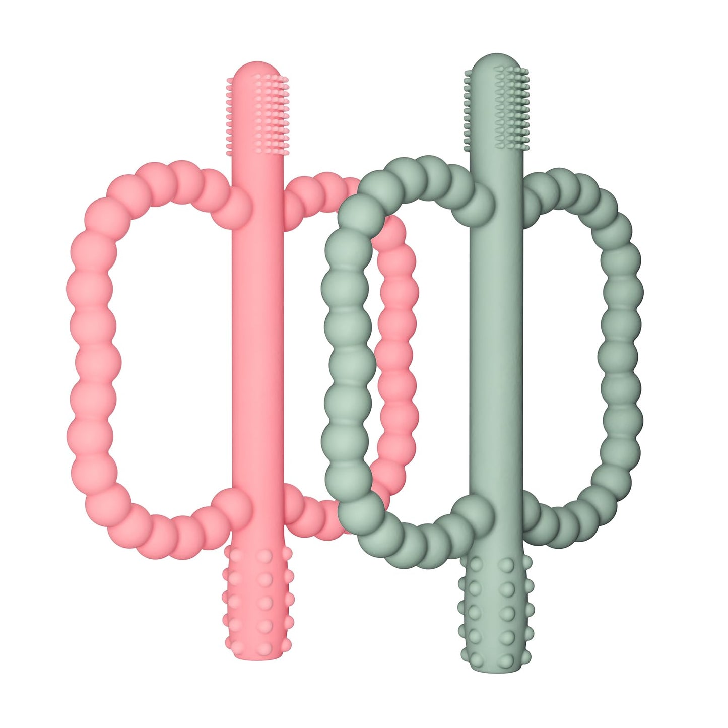 WALULAN 2 Pack Baby Silicone Teething Toys, Teething Sticks for Babies,Silicone teether Tubes for Baby Girl,BPA Free, Soothe Gums for 0-6 3-12 18-36 Months, Newborn Infants Toddler Sensory Chew Toys