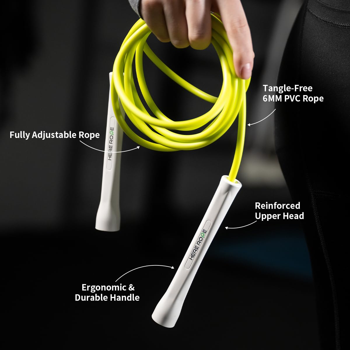 Hererope 6MM PVC Jump Rope for Men & Women Fitness, Speed, Tricks, Cardio Training, Boxing Jump Rope with Unbreakable Handles and Non-Kinking Skipping Rope, Adjustable Jumprope for Indoor Outdoor(Turquoise)