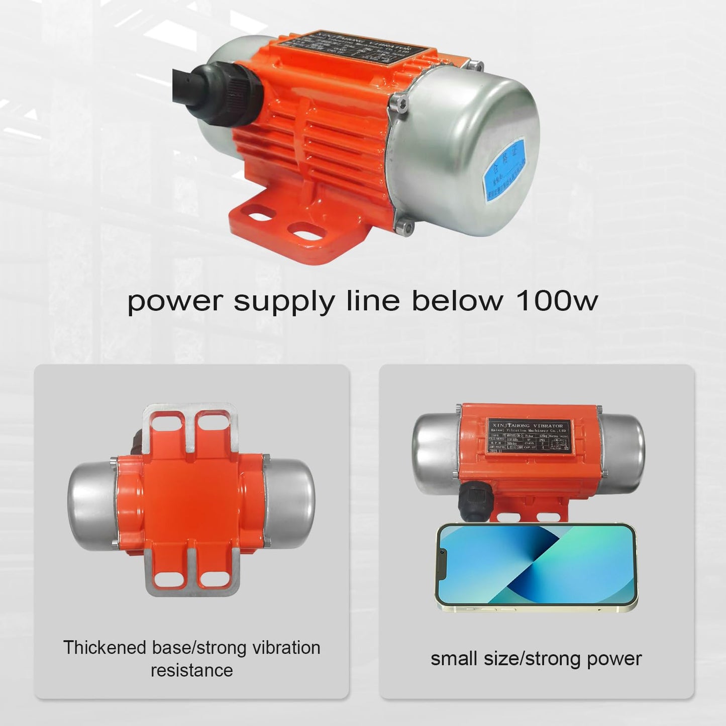 XINJIAHONG Concrete Vibrator Vibration Motor Single Phase AC 110V 3600RPM Vibrating Motor With Power Plug for Shaker Table 30W-100w (100, Watts)