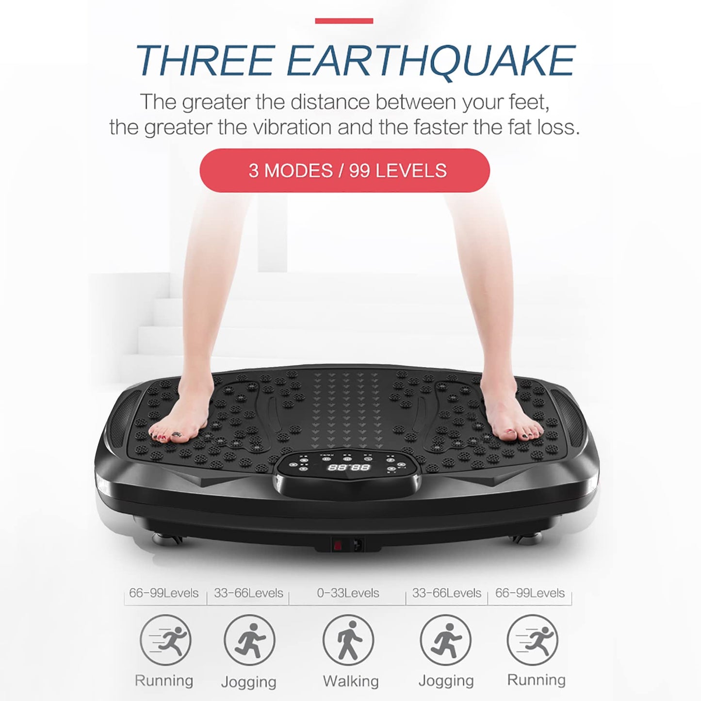NIMTO Vibration Plate Exercise Machine Whole Body Workout Vibration Fitness Platform for Home Fitness & Weight Loss + BT + Remote, 99 Levels (Black)