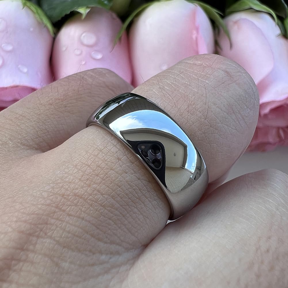 TUTISS 8mm Tungsten Rings for Men Women Engagement Wedding Bands Domed Polished Comfort Fit Size 12