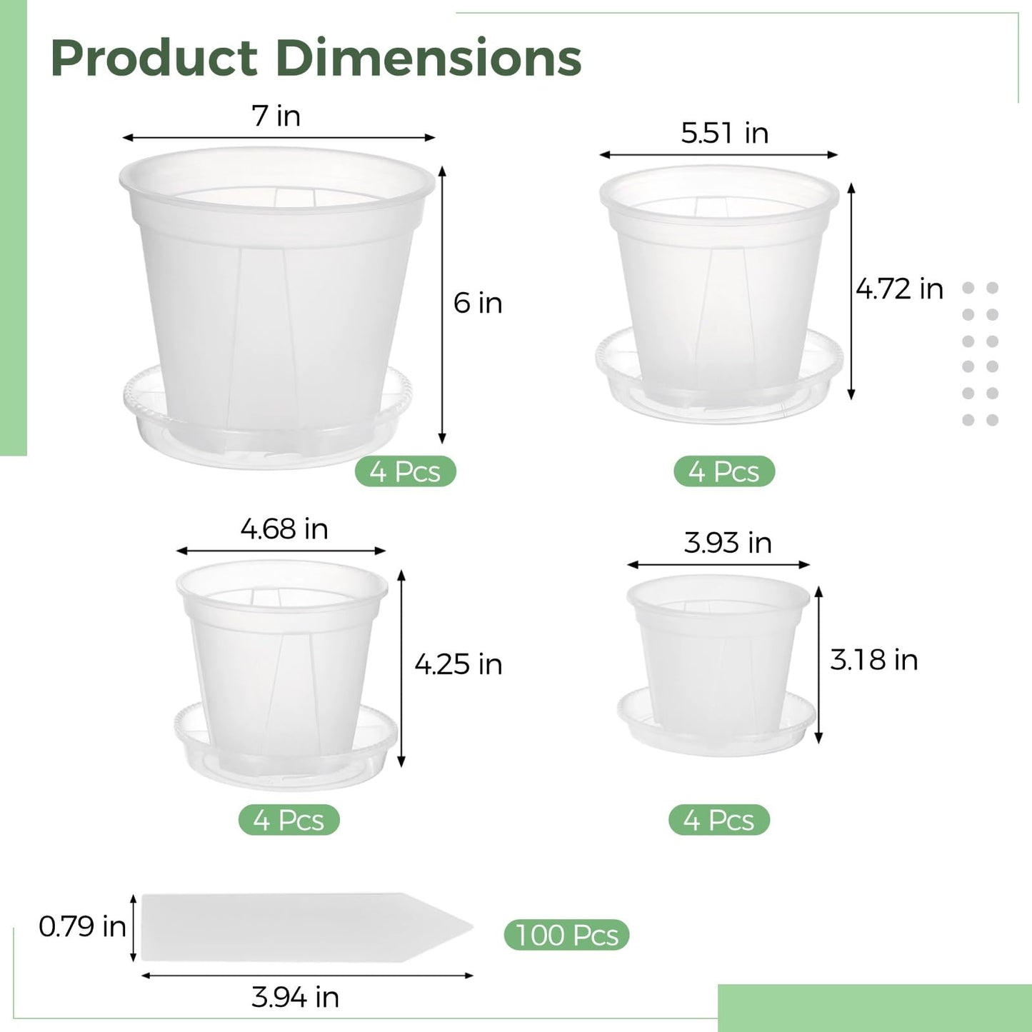 OMISTAR 8 Pcs Clear Plant Pots with Drainage - Clear Nursery Pots with Drainage Holes, Ideal for Lily Plants, Height 3-6 Inches Lightweight and Stackable Design for Efficient Growth