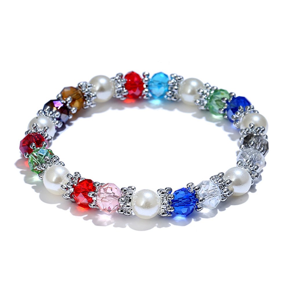Pearl Bracelets for Women,Freshwater Pearls Crystal Bracelet Boho Bracelets Bead Bracelet Gifts (Colorful)