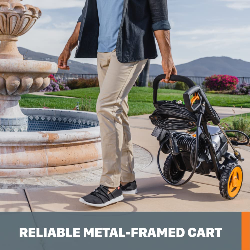 Worx 13 Amp Electric Pressure Washer 2200 PSI with Rolling Cart and 4 Nozzles -WG607