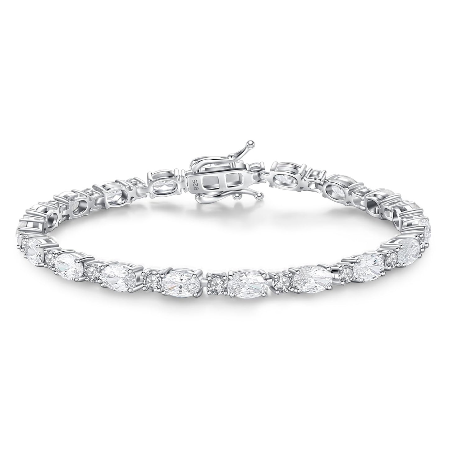 FANCIME April Birthstone Bracelet Sterling Silver Luxury Cubic Zirconia Tennis Bracelet Oval Gemstone Dainty Fine Jewelry for Women 7"