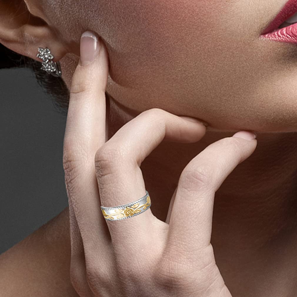 Vicmag Copper Magnetic Ring for Women, Magnetic Rings Ladies Fingers Thumb 100% Solid Pure Copper Jewelry Gift Adjustable(Gold Silver+Silver Gold)