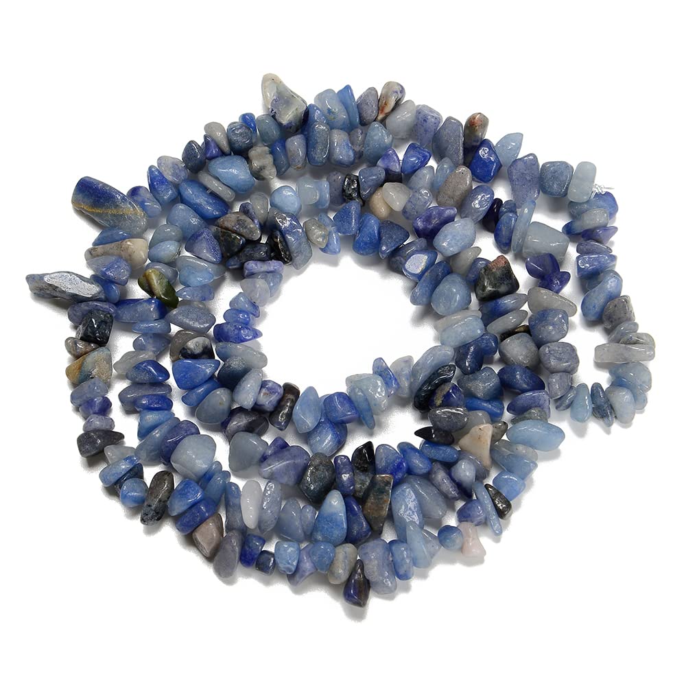 PLTbeads 7-8mm Natural Blue Aventurine Gemstone Chips Beads Healing Crystals Waist Bracelets Necklace Kit Irregular Stone DIY Crafts Design Jewelry Making