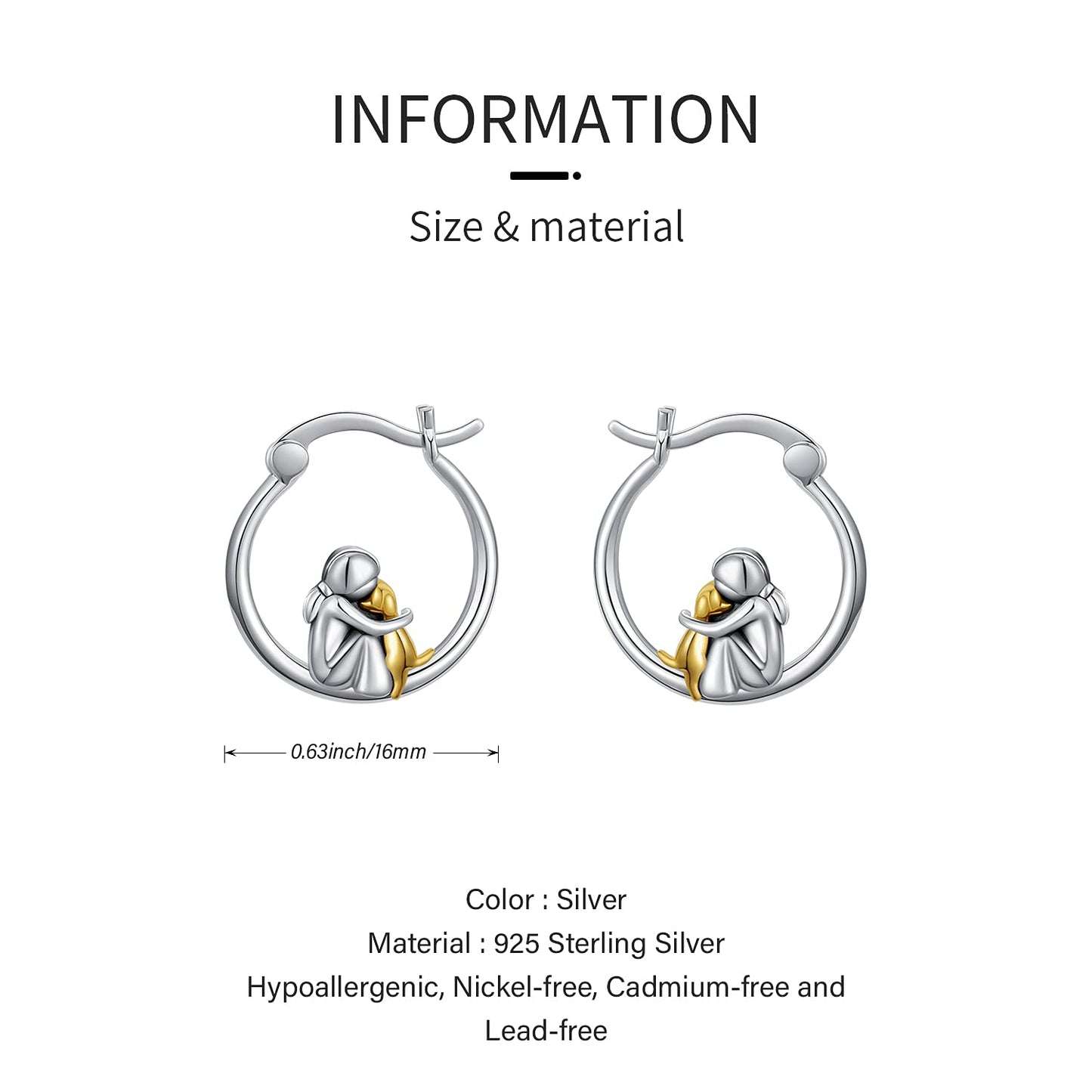Dog Earrings for Women 925 Sterling Silver Cute Pet Hoop Earrings Hypoallergenic Puppy Jewelry Graduation Gifts for Women Daughter Her Dog Lovers