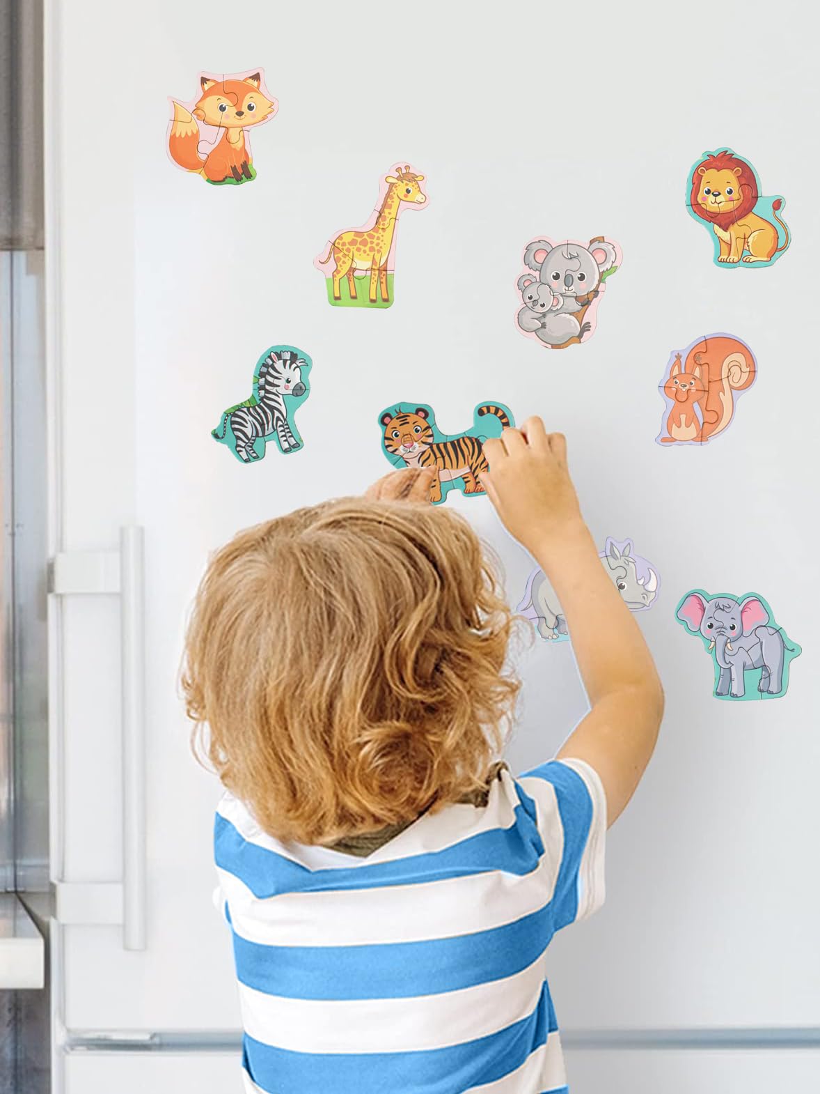 Magnetic Puzzles for Toddlers 1-3, Travel Puzzles for Kids Ages 3-5, Animal Activities Toy Wooden Jigsaw Puzzles Book for Boys & Girls 2-4, Learning Magnet Gift for Road Trip (Animal)