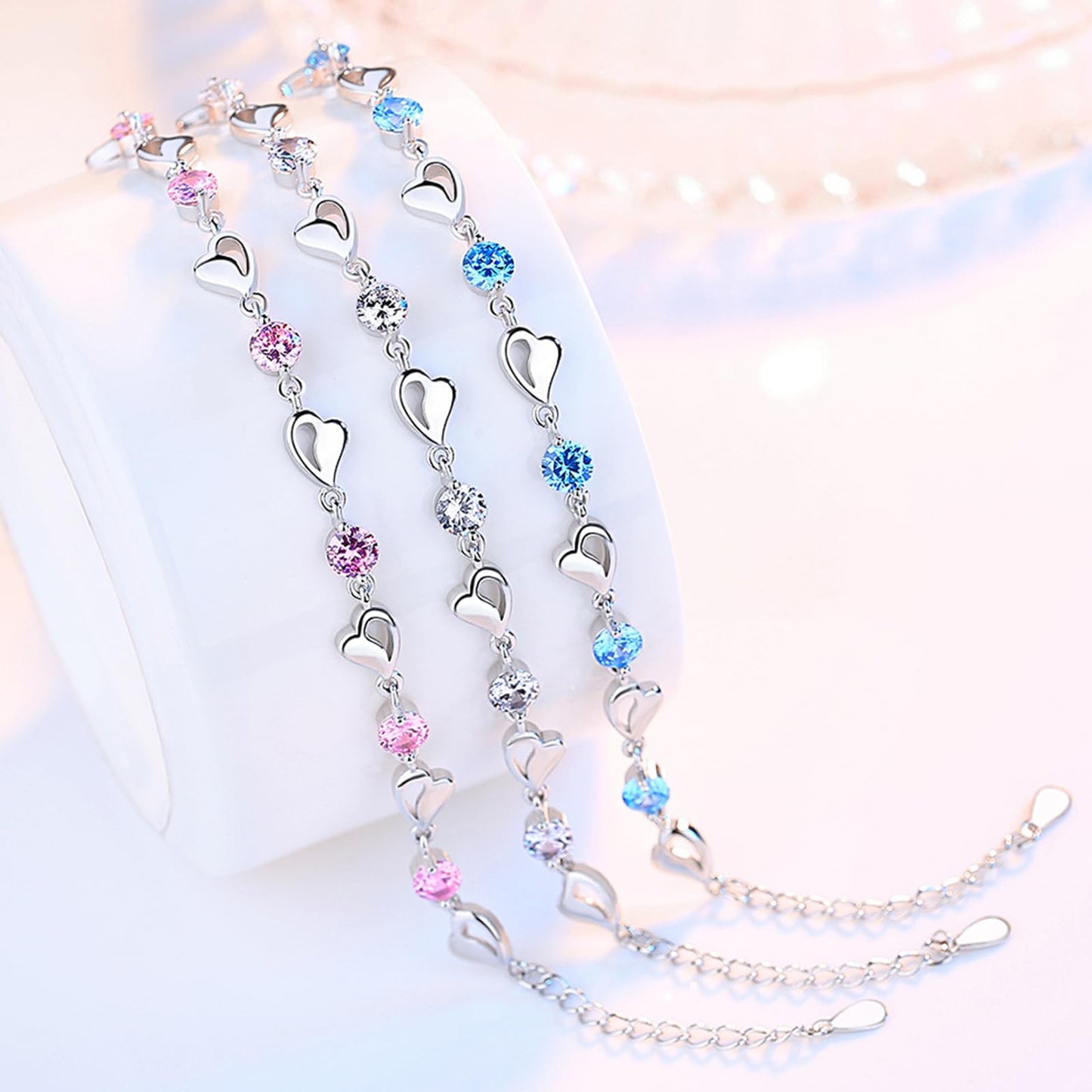 Pearl Bracelets for Women,Freshwater Pearls Crystal Bracelet Boho Bracelets Bead Bracelet Gifts (Blue)