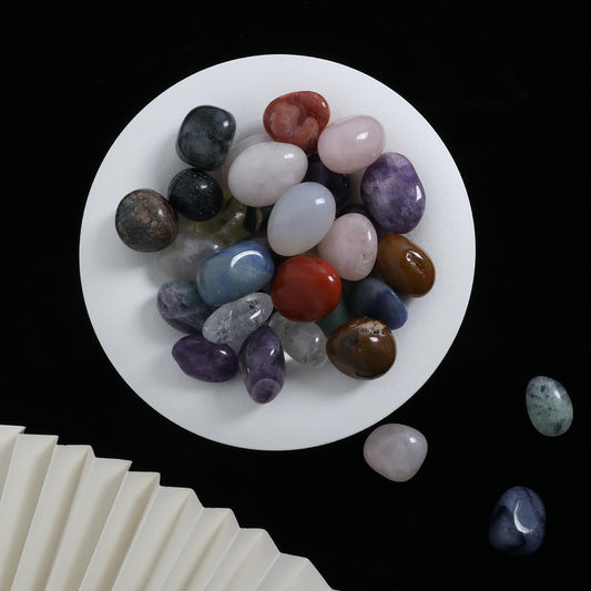 3.5lb Mixed Large Tumbled Crystal Stones Bulk,1″-1.3″, Approx 110 Pcs - Natural Assorted Polished Healing Crystals for Decoration, Healing, Rock Collecting, Cabbing, Wire Wrapping, Wicca & Reiki