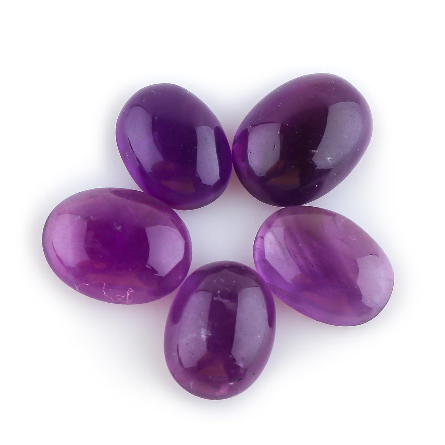 CRYSTALINES 5pcs, Wholesale Natural Purple Amethyst Gemstones, Bulk Flatback Cabochon Stones, DIY Jewelry Making, Healing Crystals, Wire Wrapping, February Birthstone, Gem Collection