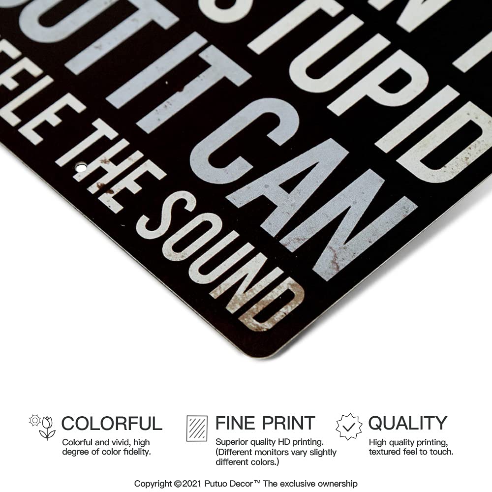 Putuo Decor Funny Sarcastic Metal Sign, Man Cave Bar Decor, Duct Tape It Can't Fix Stupid But It Can Muffle the Sound, 12x8 Inches