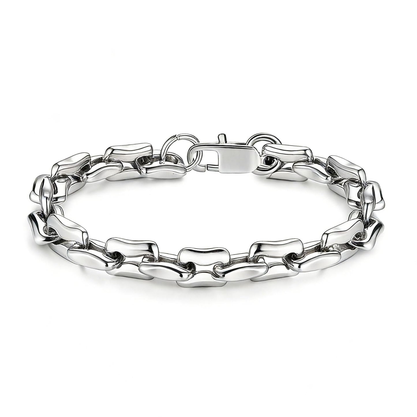 AIAINAGI Silver Link Chain Bracelets for Women Men 7mm Stainless Steel Paperclip Bracelets Rectangle Solid Chunky Chain 7/7.8/8.3Inches Unisex Wrist Jewelry Gift for Mother(7inch)