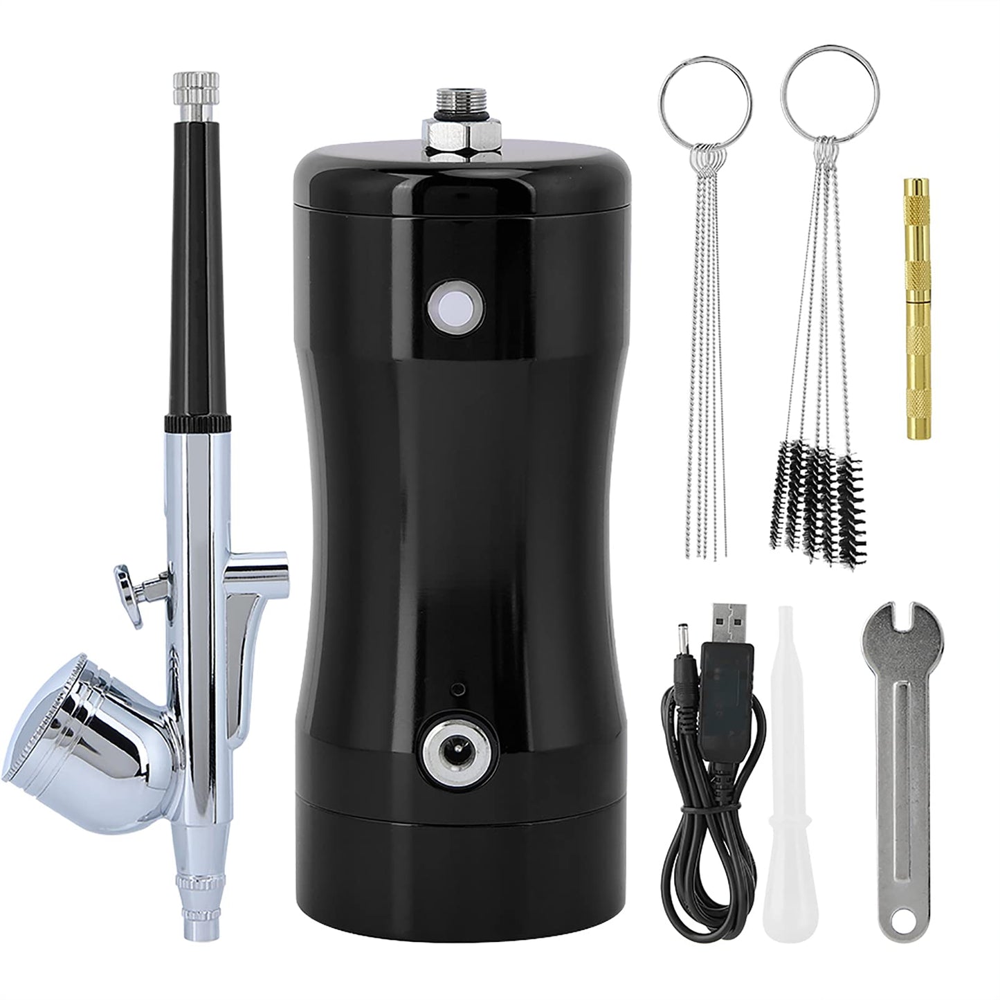 HEEPDD Airbrush Kit G12, Set, Dual Action Airbrush for Painting, Cake Decoration, Model Art Kit G12, Stainless Steel Mini Spray Nan Household Daily Necessities (Black)