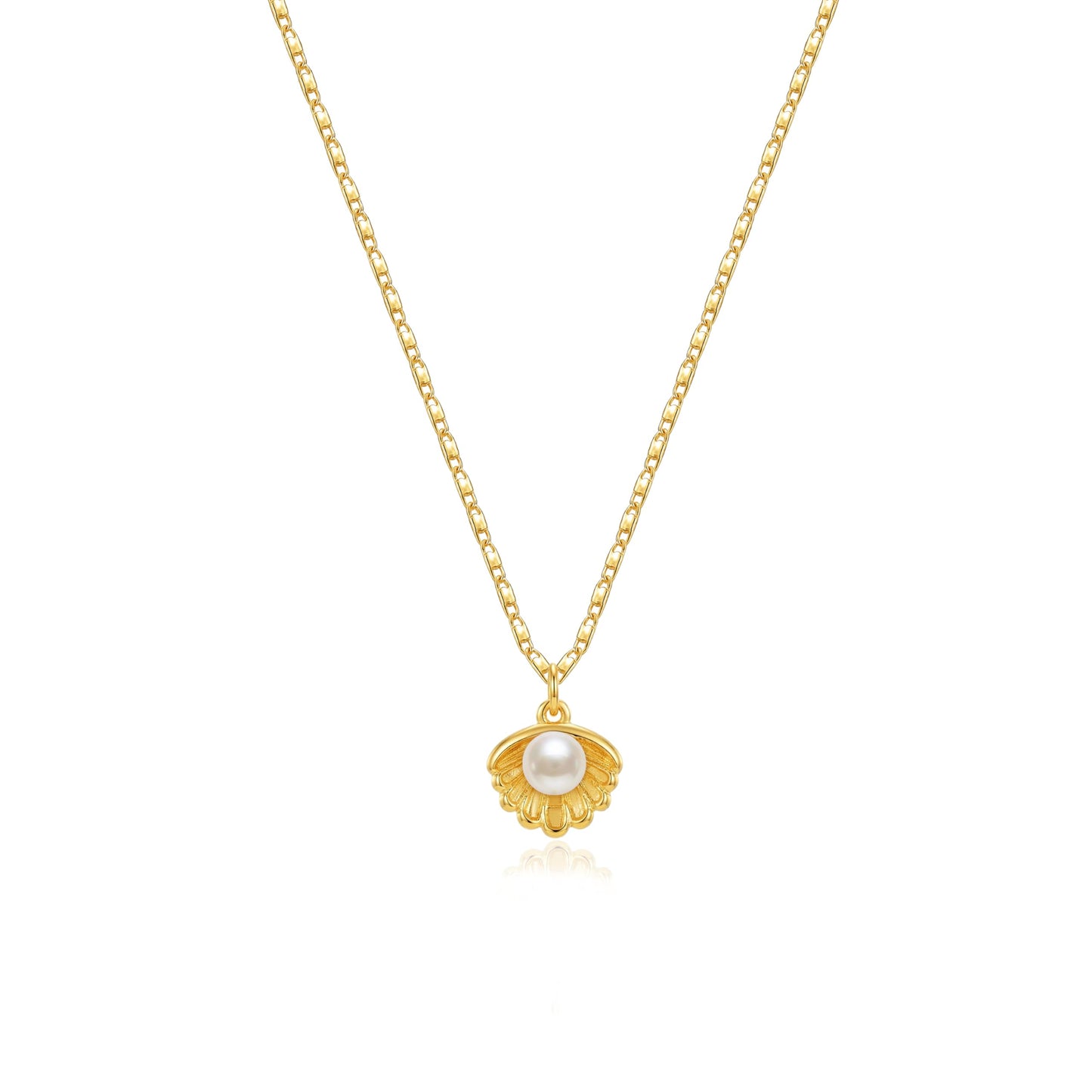 Zeffy Gold Seashell Pearl Necklace for Women Dainty Shell Pendant Necklace with Pearl Ocean Beach Jewelry Cute Summer Vacation Jewelry