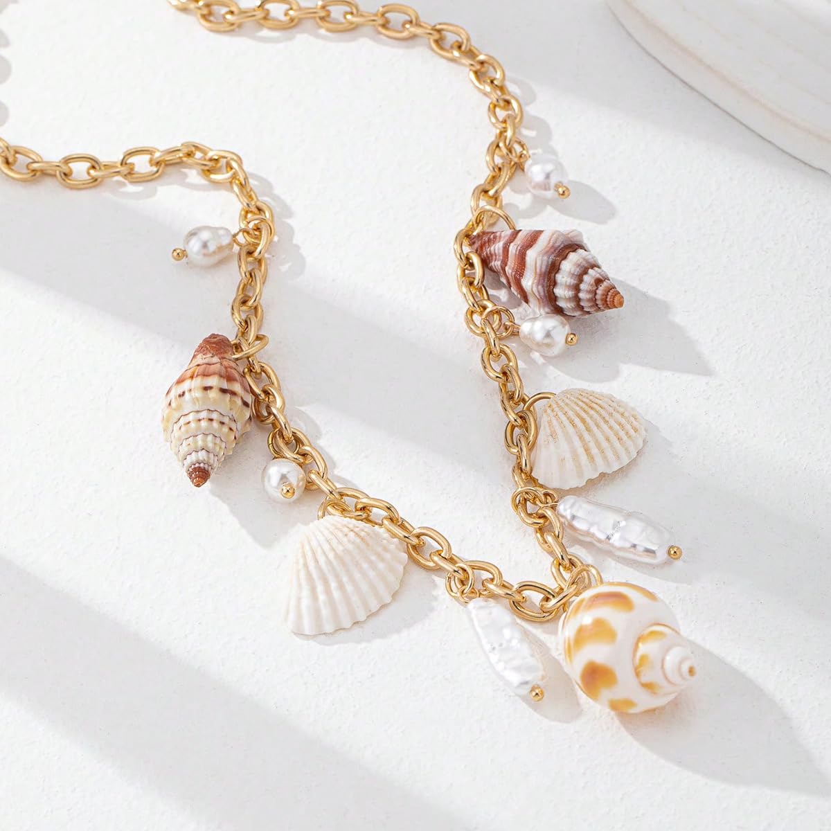 BlingNook Gold Charms Necklace For Women, Colorful Charm Beachy Fish Conch Seashell Heart Pepper Cool Ocean Layered Stackable Summer Holiday Jewelry (Red Pepper)
