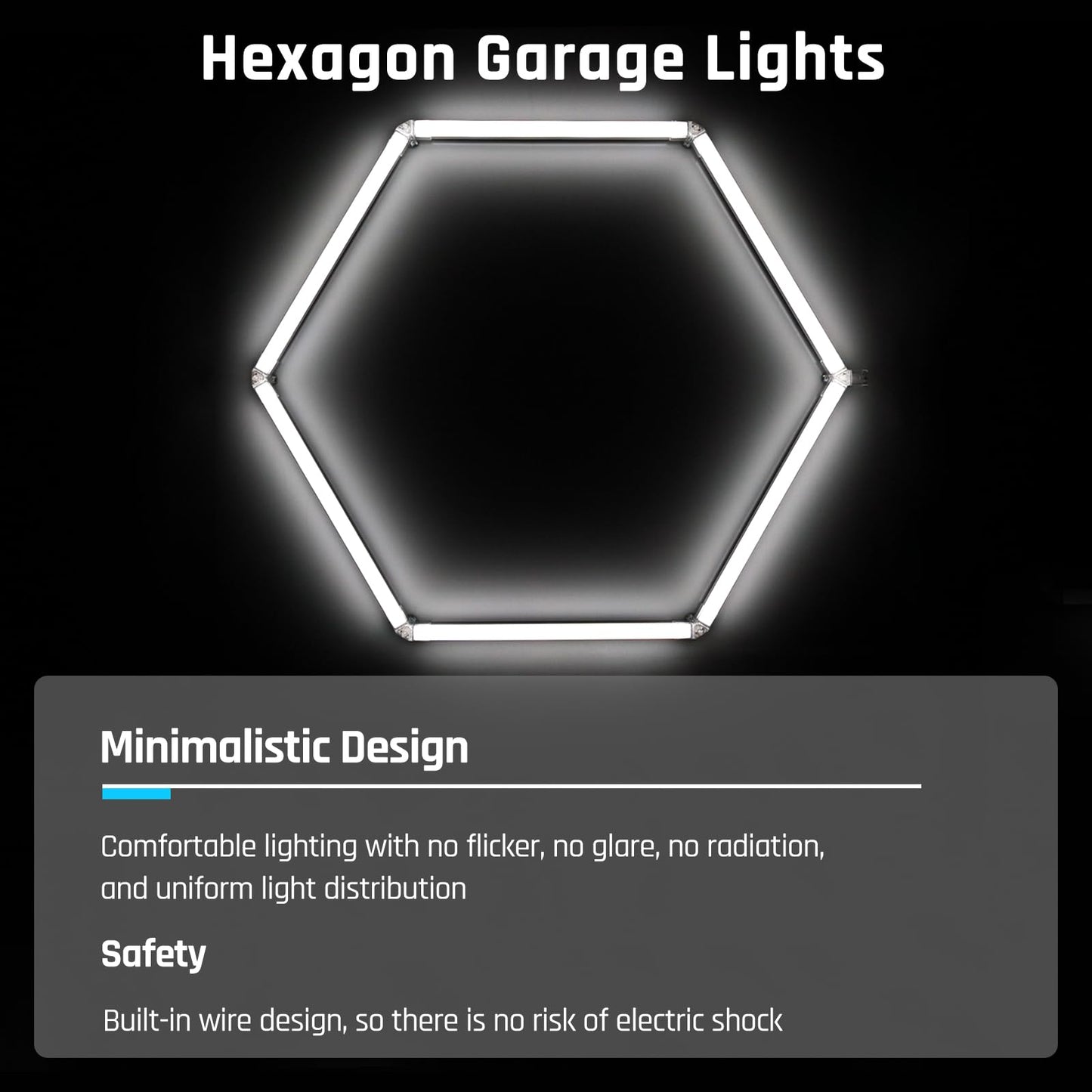 X-Litall Hexagon Garage Light - Hexagon led Lights, High Brightness 566W 70750LM 6500K Super Bright Honeycomb Lights for Garage, Basement, Warehouse, Auto Beauty Shop, Car Detailing Shop