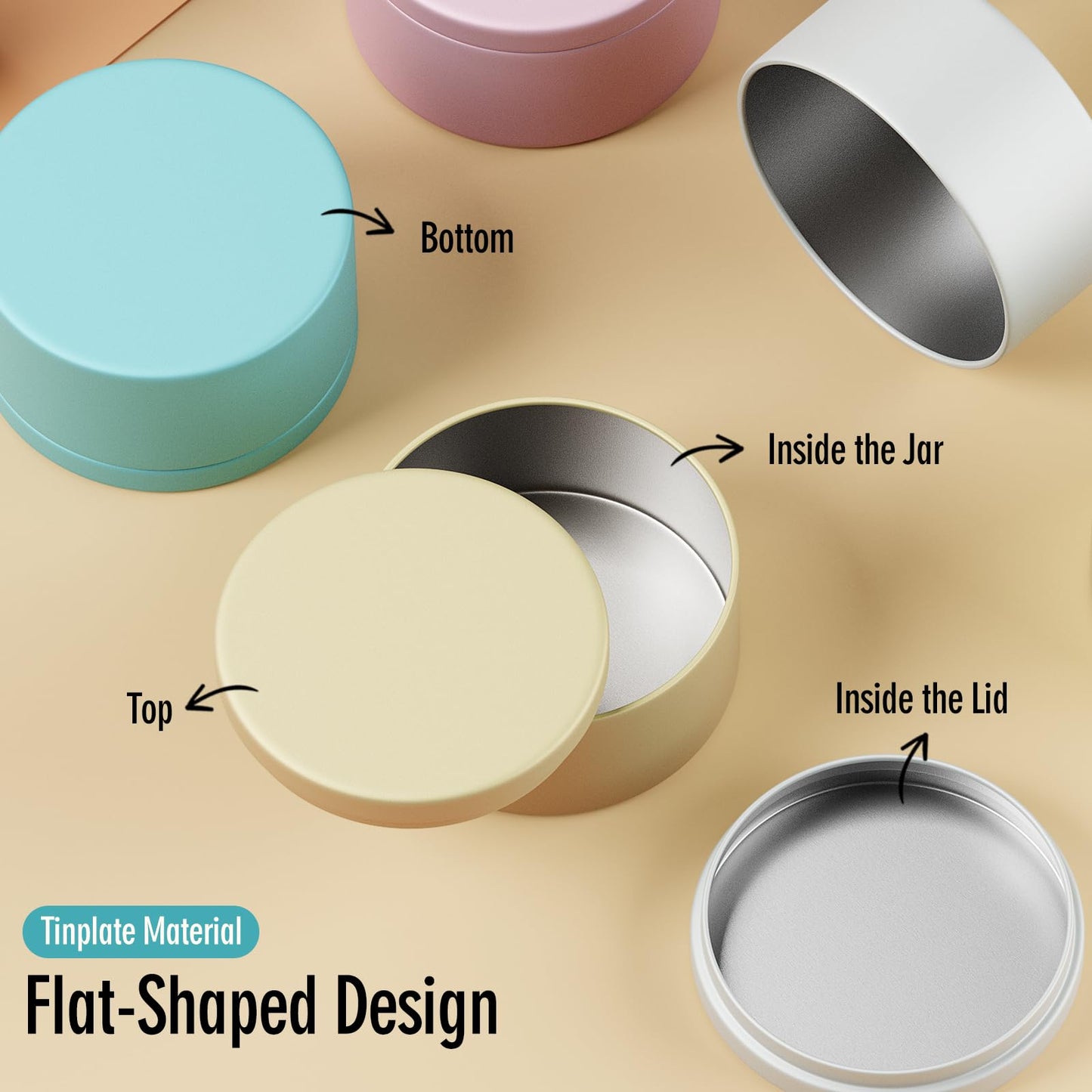 Domivirgo 24 Empty Candle Tins 8 oz with Lids for Making Candles - Simple Candle Making Kit, Include Wicks, Holders & Stickers, Labels, Pink Ribbon,Gift Box & Card and Transparent Bags (Colorful)