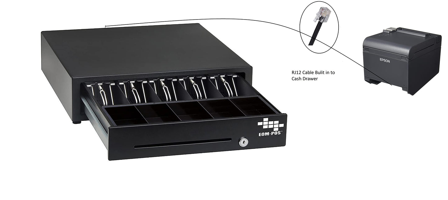 EOM-POS Hardware Bundle for Square - Cash Drawer and Thermal Receipt Printer,[Compatible with Square Stand and Square Register]