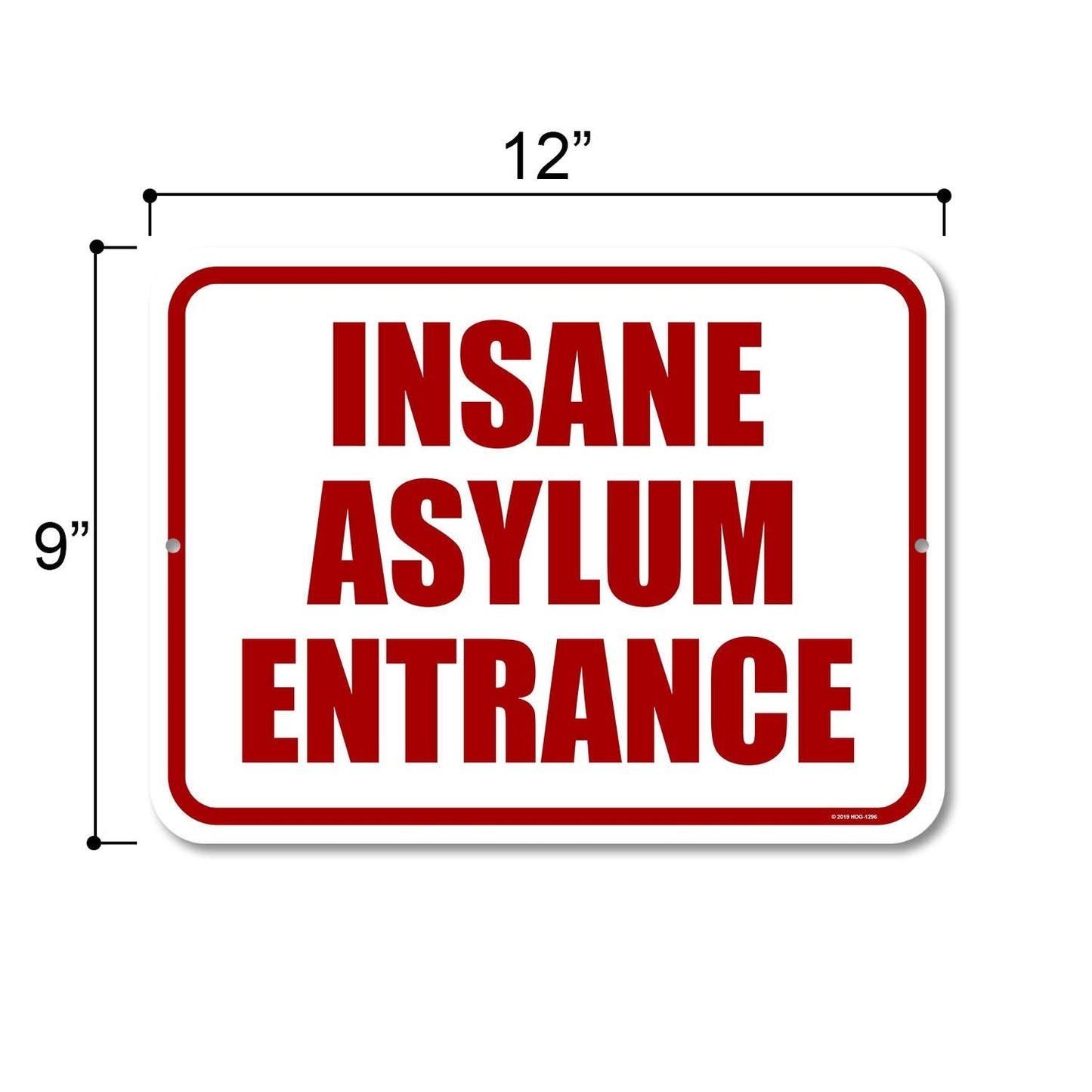 Honey Dew Gifts Halloween Decor, Insane Asylum Entrance 9 inch by 12 Inch Funny Home Decor, Halloween Decorations Outdoor, Gag Gifts for Adults, HDG-1296