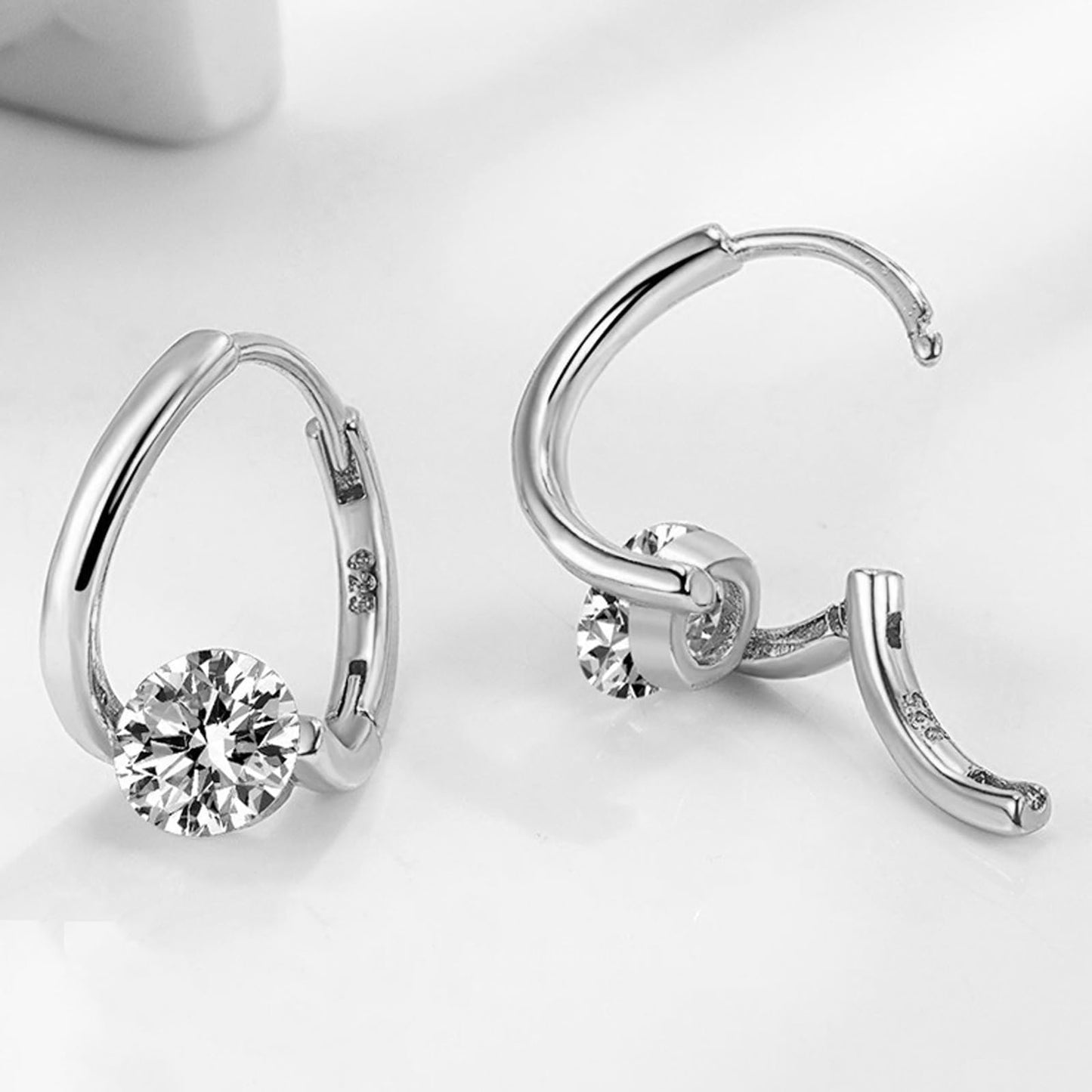 Lymphatic Earrings for Women Silver Zircon Hoop Huggie Earrings Dainty Fashion Jewelry Gifts