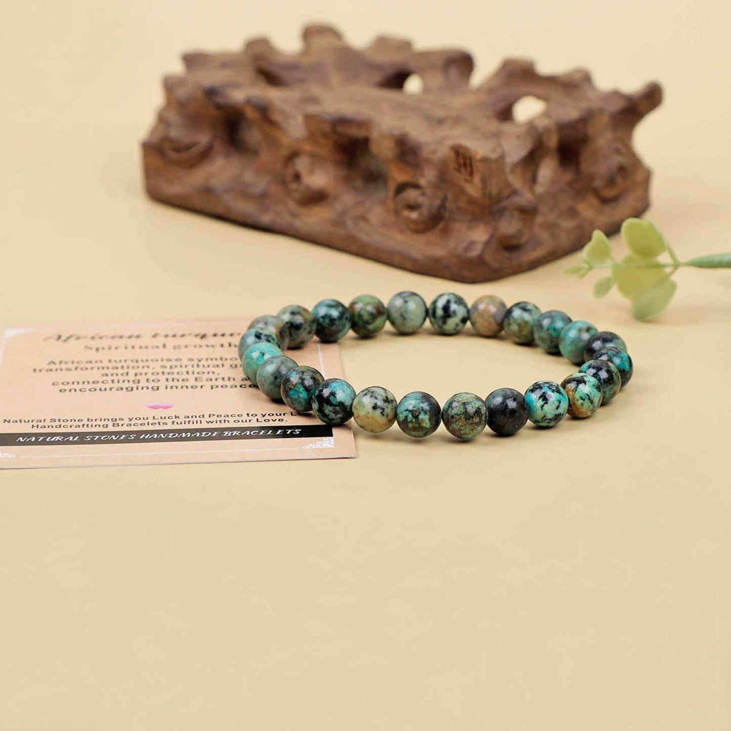 AD Beads Handmade Gemstone Stretch Elastic Bracelet Crystal Healing Reiki Nature's Beauty and Spiritual Essence Unisex (6mm, African Turquoise (Spiritual Growth))
