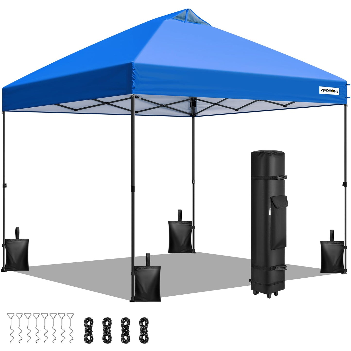 VIVOHOME 10x10ft Pop Up Canopy Tent One Push Setup Outdoor Portable Shelter Tent Heavy Duty with Wheel Carry Bag and 4 Sandbags, Blue