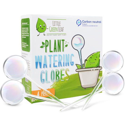 Little Green Leaf Automatic Plant Watering Globes Self Watering Planter Inserts (Set of 4) | Hands Free Clear Glass Bulbs | Planter Spikes to Support Indoor & Outdoor Plant Health (200ml)