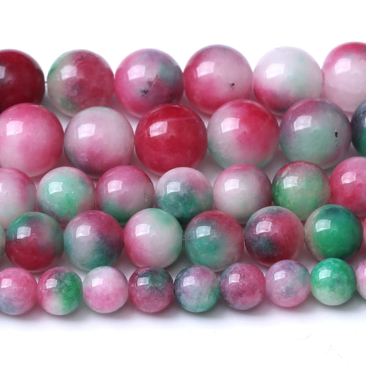 36pcs 10mm Natural Green Red Epidote Jade Stone Round Loose Spacer Beads for DIY Jewelry Making Necklaces Bracelets Healing Energy Beads (Epidote Jade, 10mm)