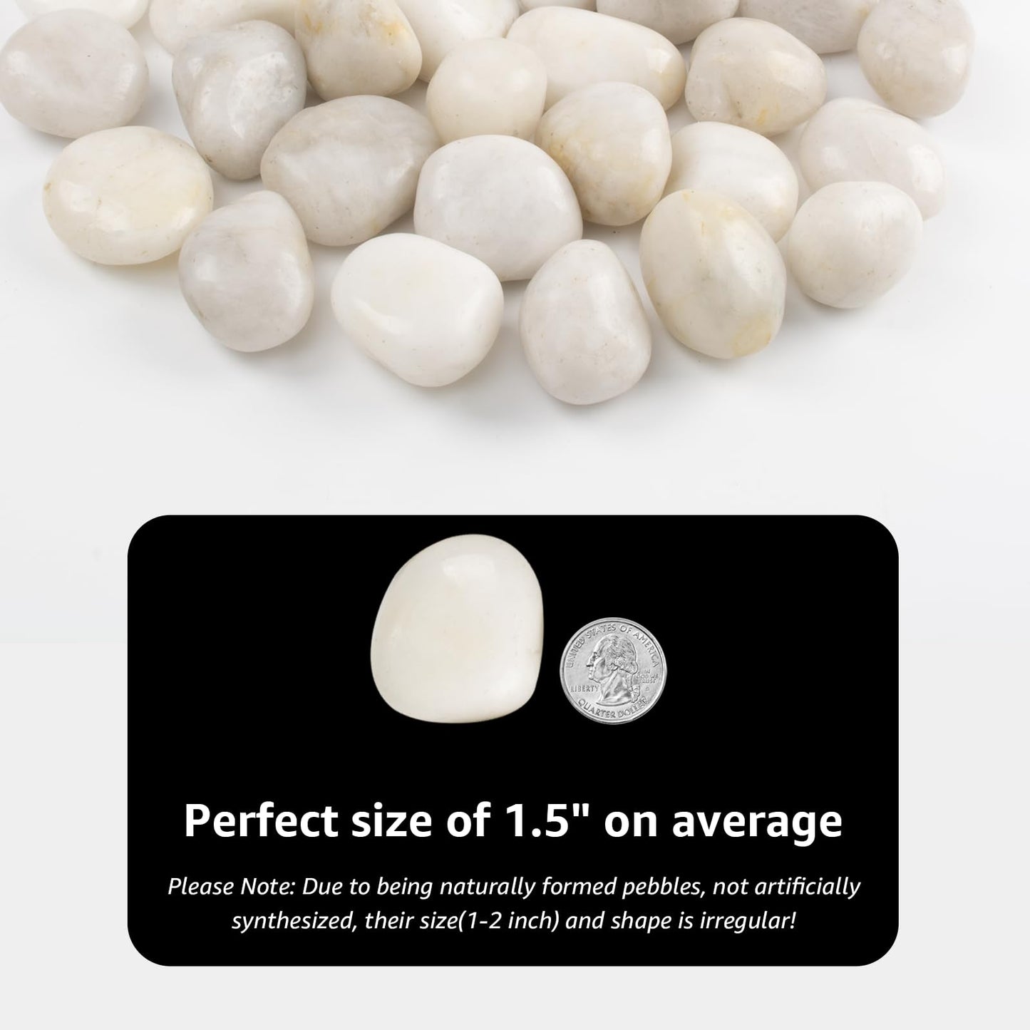 LOOIOOJ 20lbs River Rocks - 1-2Inch Decorative Rocks for Potted Plants, River Rocks for Aquariums, and White Rocks for Landscaping (Weight : 20 LB, White)