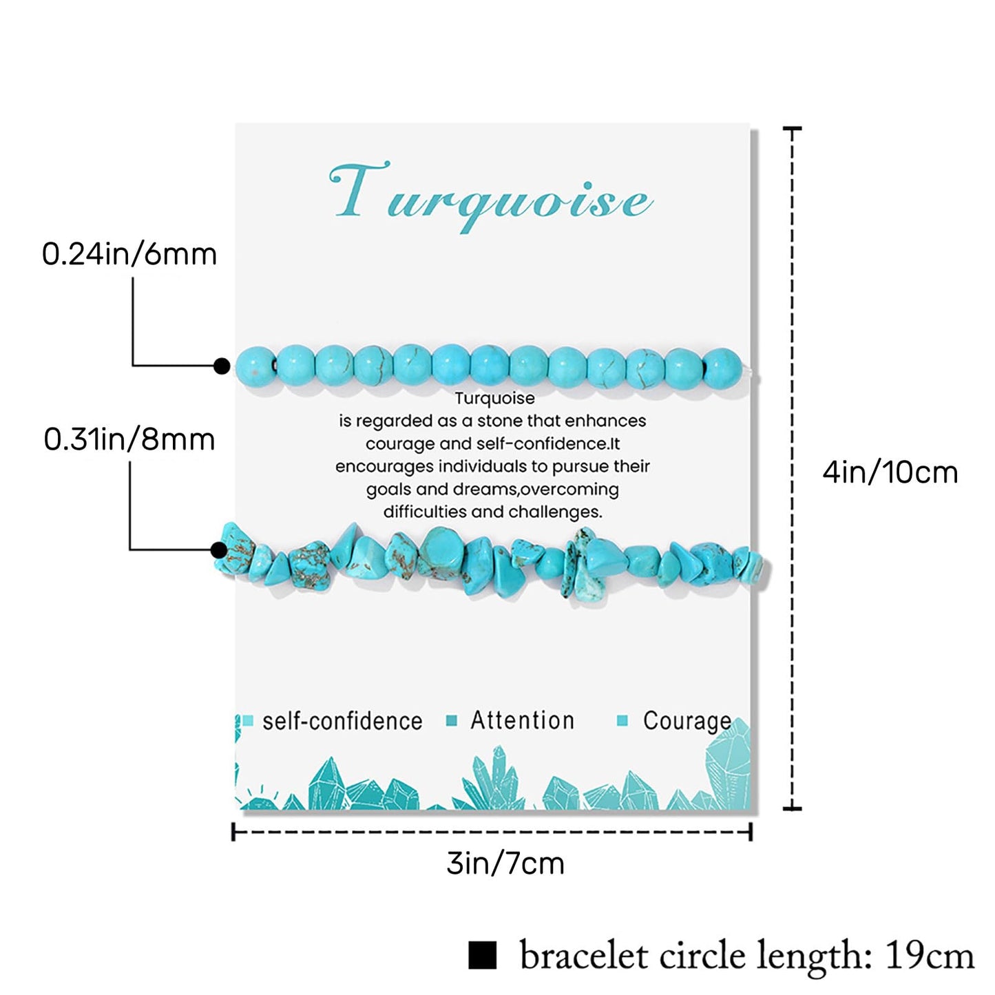 Turquoise Bracelets for Women 2Pcs 6mm Natural Stone Bracelet Turquoise Bead Bracelet Healing Crystal Bracelet Turquoise Jewelry for Women