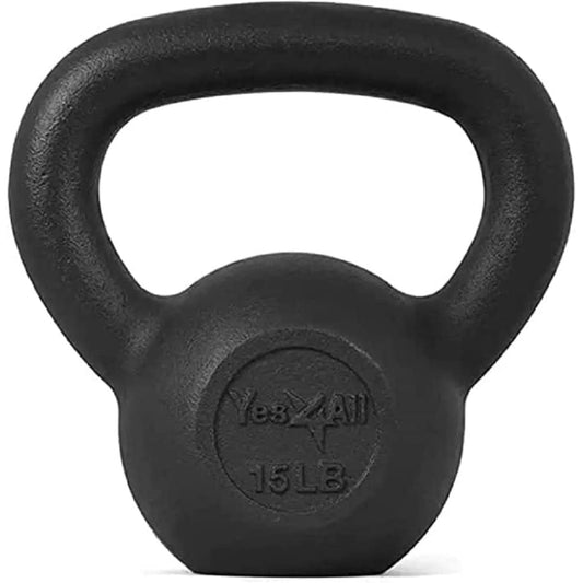 Yes4All Solid Cast Iron Kettlebell Weights Set – Great for Full Body Workout and Strength Training – Kettlebell 15 lbs (Black)