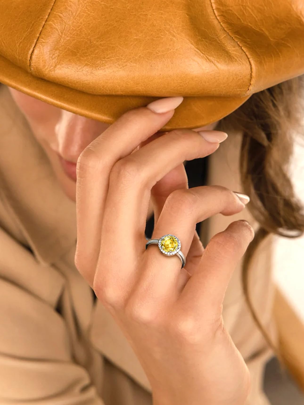 Bestyle S925 Sterling Silver Round Crytsal Rings, Dainty November Critine Crystals Birthstone Rings, Anniversary/Mother’s Day/Birthday Jewelry Gifts for Women Mom/Wife/Sister/Best Friend