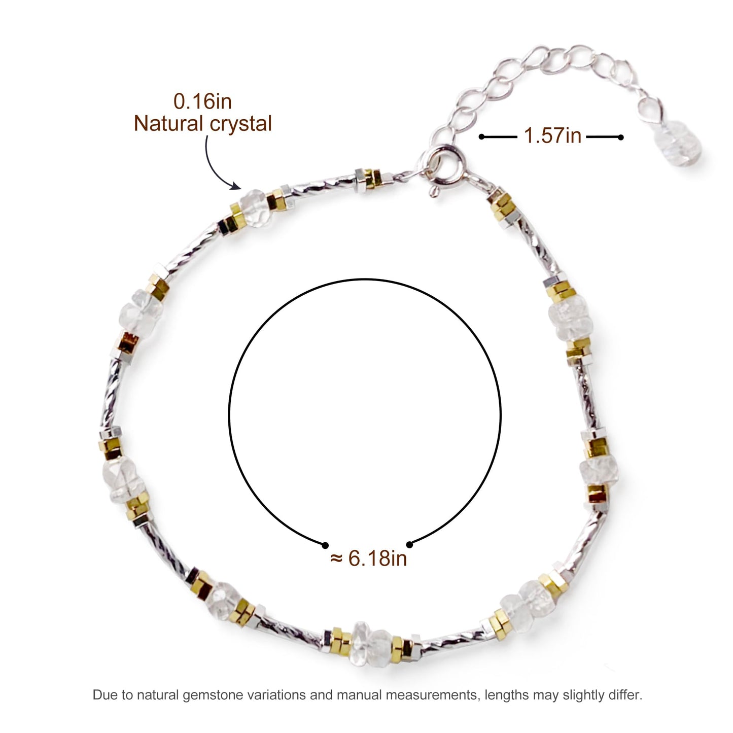 TAGREVO Natural Moonstone Crystal Faceted Flat Round Bead Bracelet, Gold & Silver Spacer Jewelry for Women, Handmade Sparkling Gemstone Gift for Office & Daily Wear