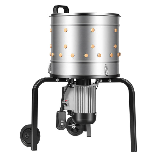 VEVOR Chicken Plucker Machine, 15.7 in Drum, 550W & 275RPM Electric Chicken Plucking Machine with 114 Soft Fingers & Transport Wheels, Stainless Steel Feather Remover for Processing 1-2 Chicks Once