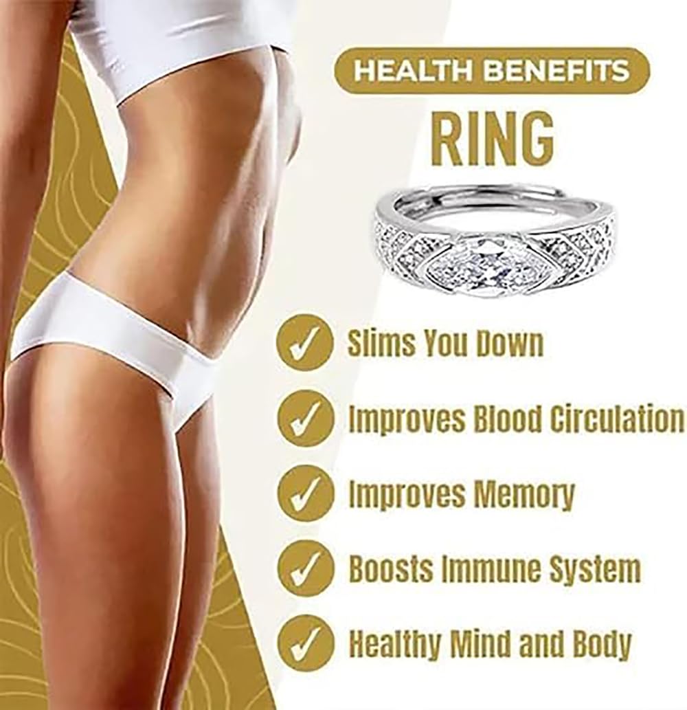 IMMUNOTRAX Adjustable Magnetic Moissanite Ring - Titanium Ion Wellness Jewelry for Energy Flow & Relaxation, Hypoallergenic Sparkling Gift for Women (White Gold, Size 7-10) (1Pcs)