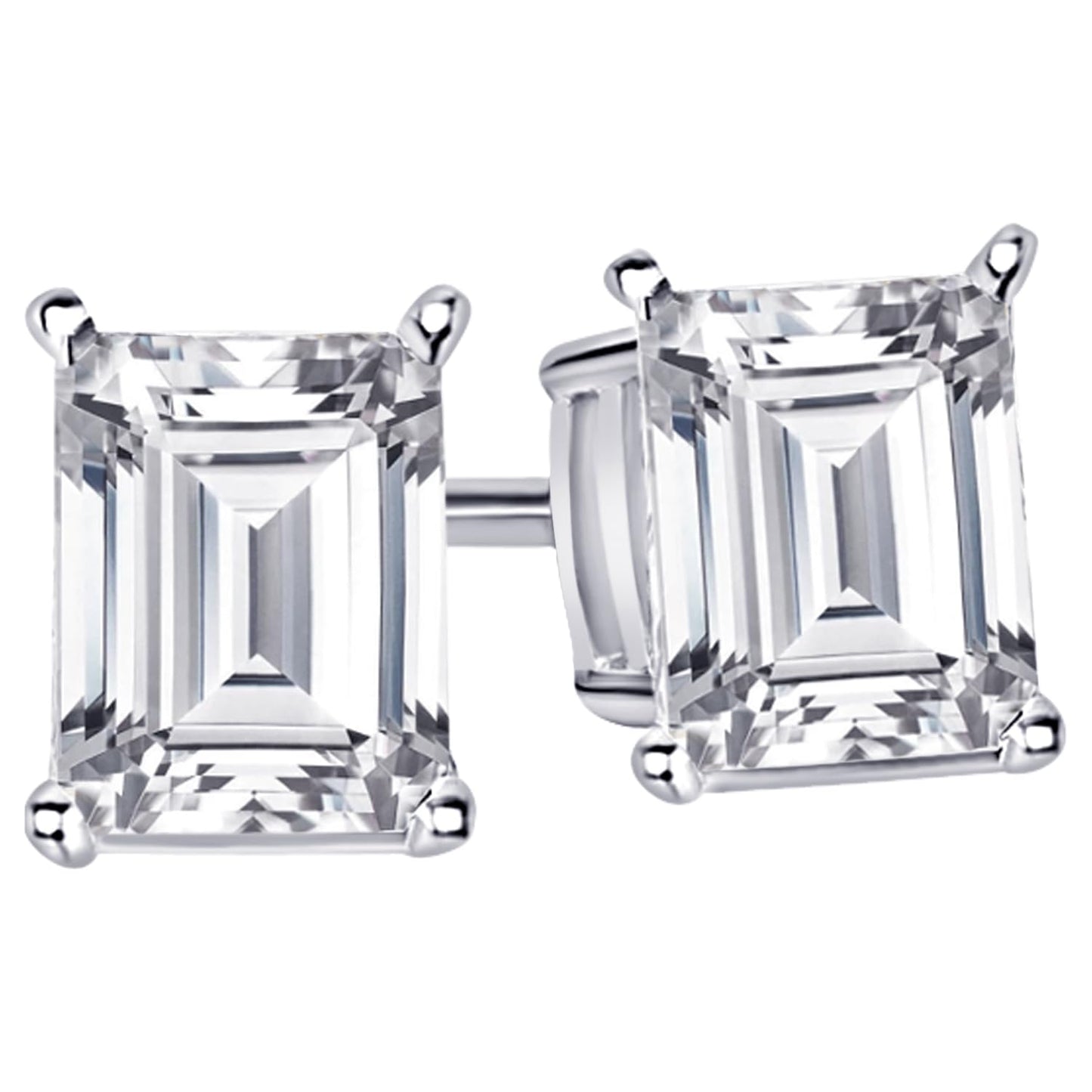 14K White Gold 0.5 Carat Radiant Shape LAB GROWN Diamond IGI Certified Stud Earrings for women 4 Prong Push Back (E/F Color VS2/SI1 CLARITY)