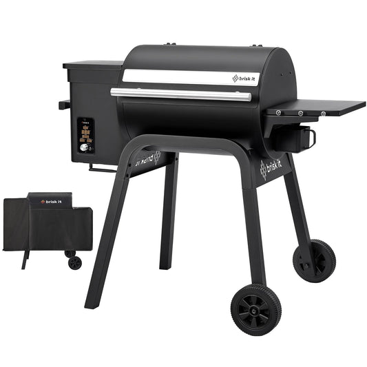 Brisk It Zelos-450 Electric Wood Pellet Smoker Grill – A.I. Smart BBQ Grill with WiFi, 450 sq.in Cooking Area,7-in-1 Outdoor Grill & Smoker, PID Controller (Up to 500°F), Meat Probe, Waterproof Cover