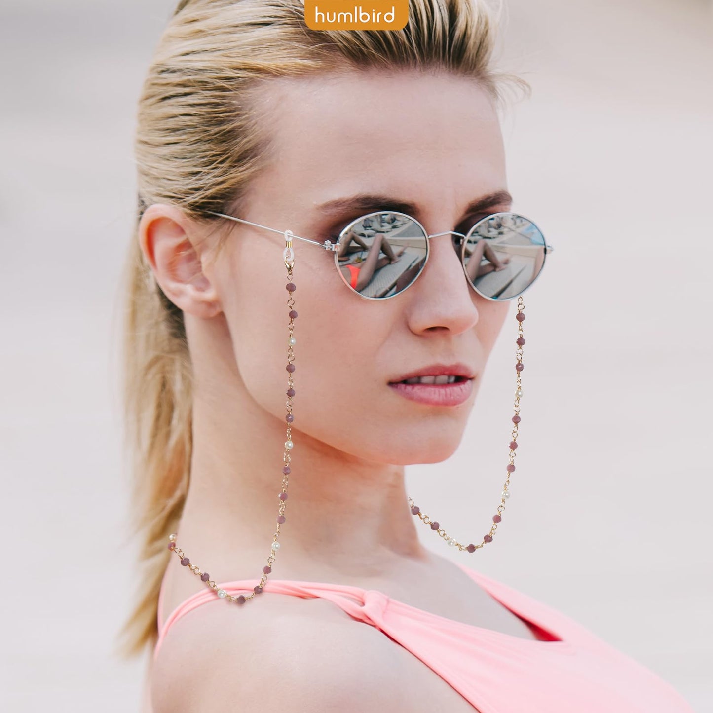 humlbird Eyeglasses Chain for Women Stylish Mask Lanyard Natural Crystal Mask Chain Eye Glasses Holder Strap Around Neck